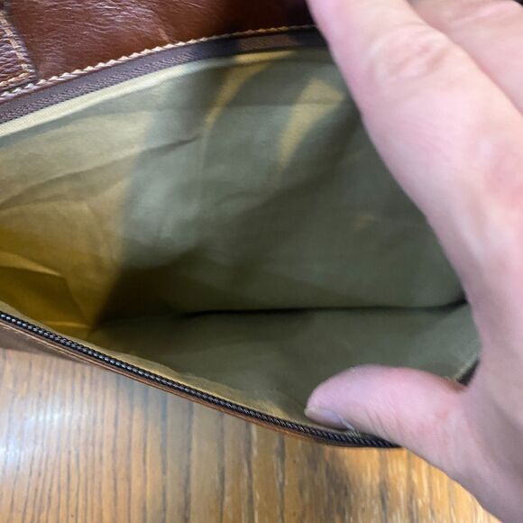 BOCONI Brown Distressed Leather Laptop Briefcase 16" RFID Work Retro Business - Picture 3 of 10